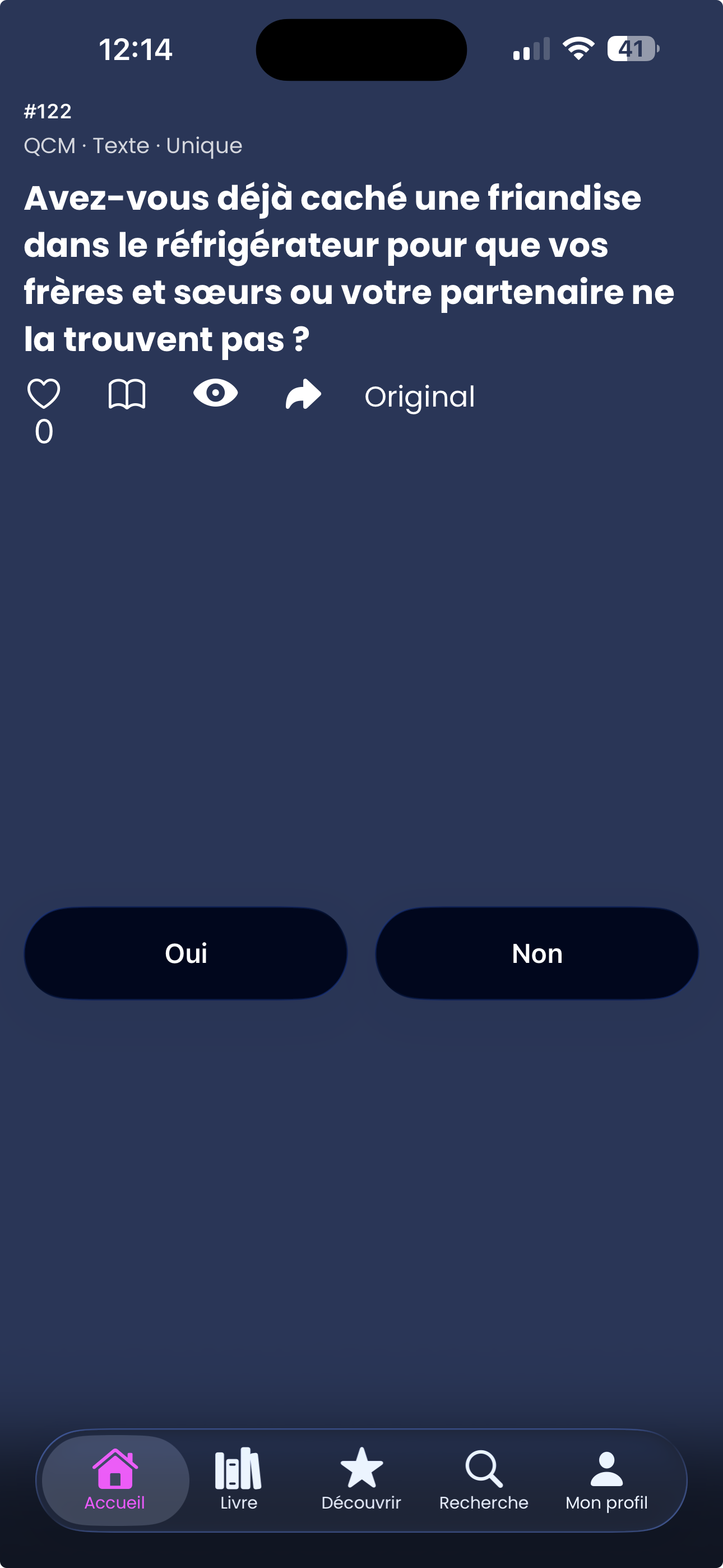 Capture iPhone du feed de questions Zvenly